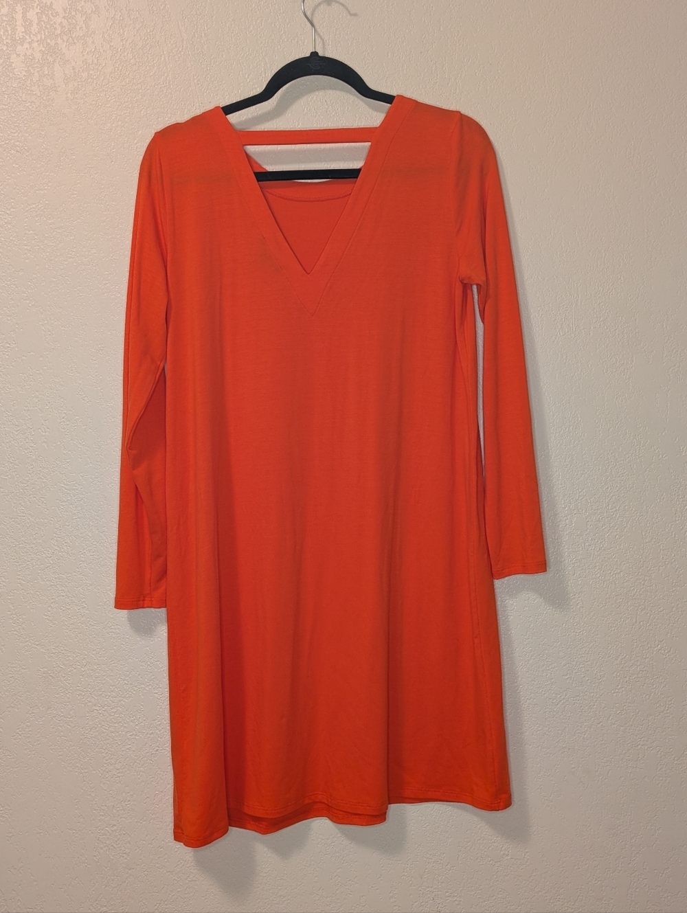 Eileen Fisher V-Back Stretch Tencel Shift Dress In Orange - Picture 2 of 6